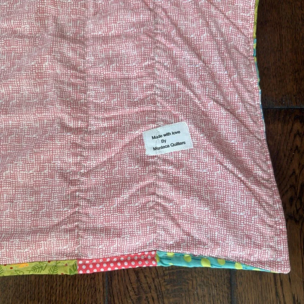 Handmade Patchwork Baby Quilt 46x37 Retro Nursery Toddler Stroller Lap Blanket